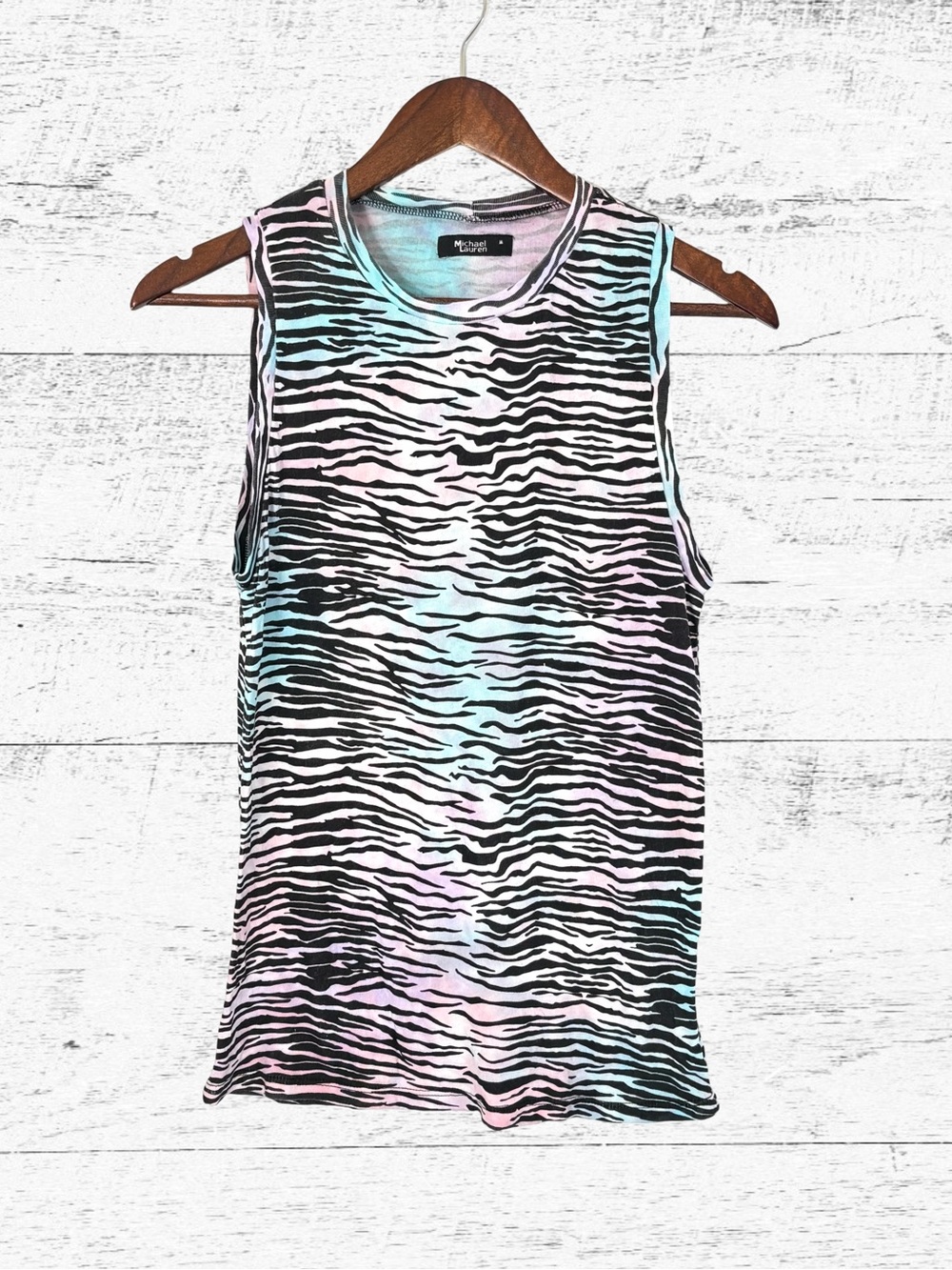 Michael Lauren Black and White Graphic Sleeveless Tank Top